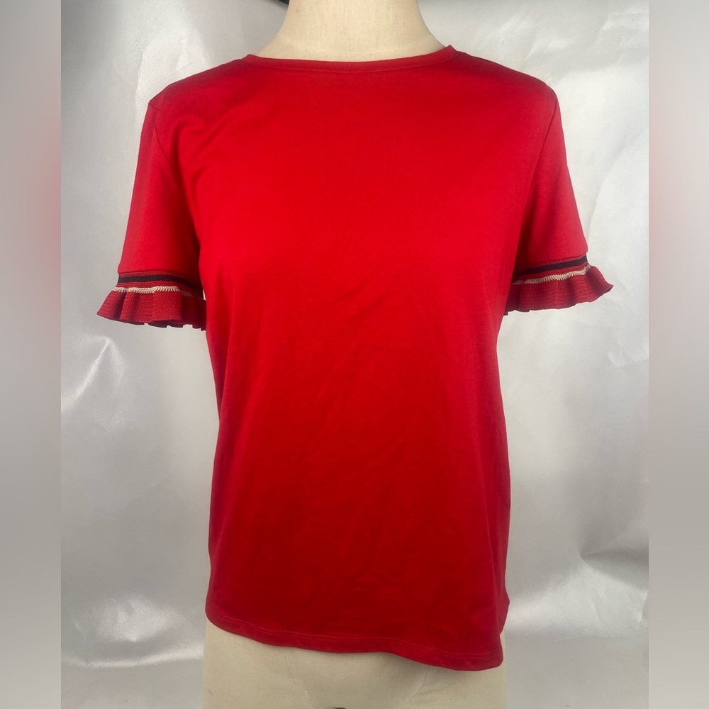 Sisley Cotton Red Shirt Sleeve Top Sz Small